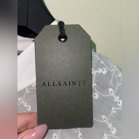 All Saints Woman’s Sz:2 White Sheer Floral printed Button up Tunic. - Picture 6 of 6